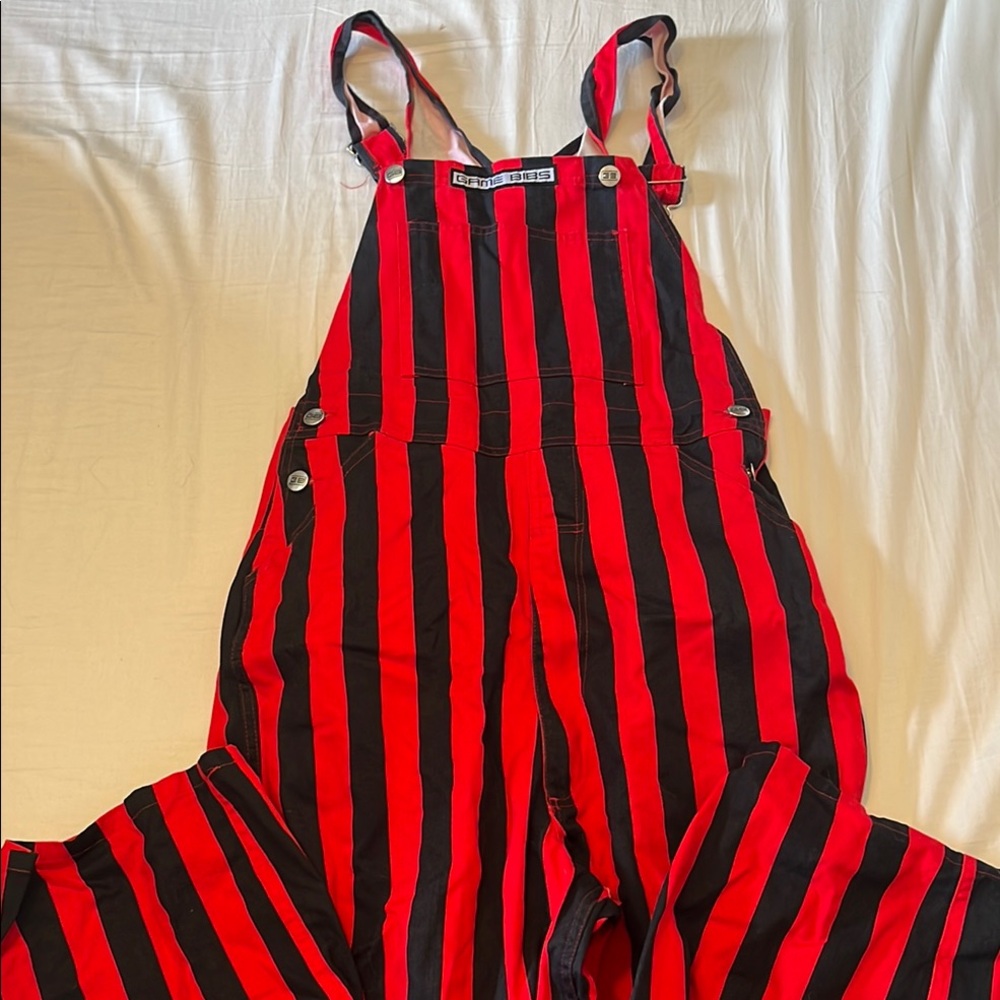 Red and Black Striped GAMEBIBS Overalls